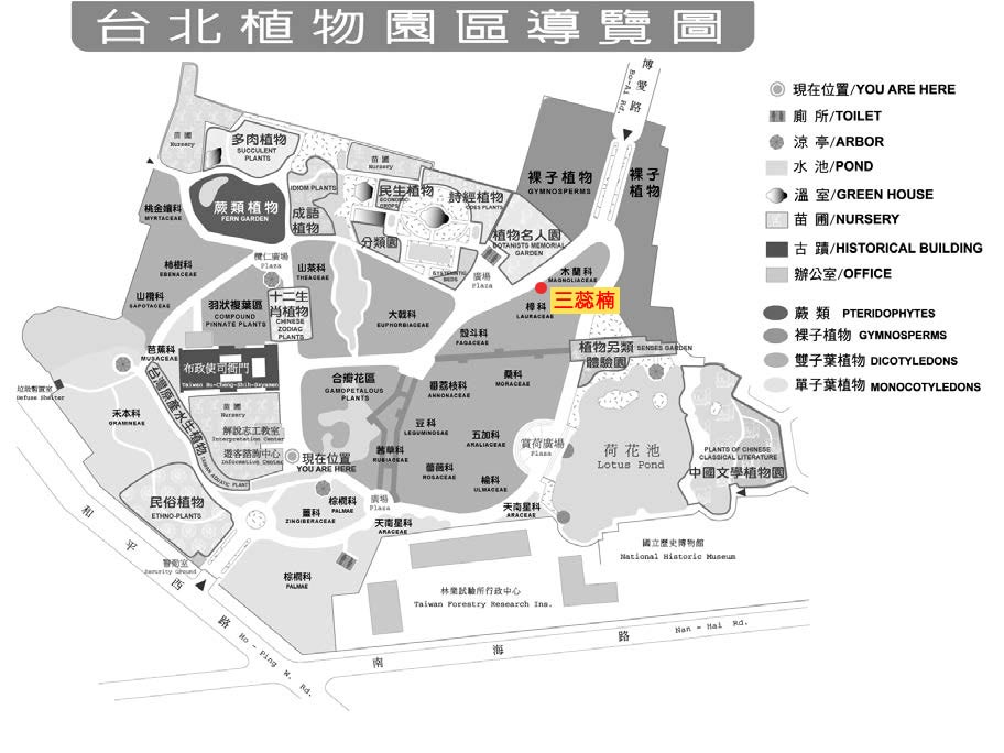 三蕊楠-台北植物園位置圖