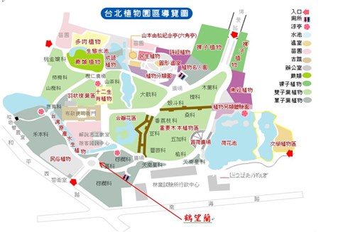 鶴望蘭-台北植物園位置圖