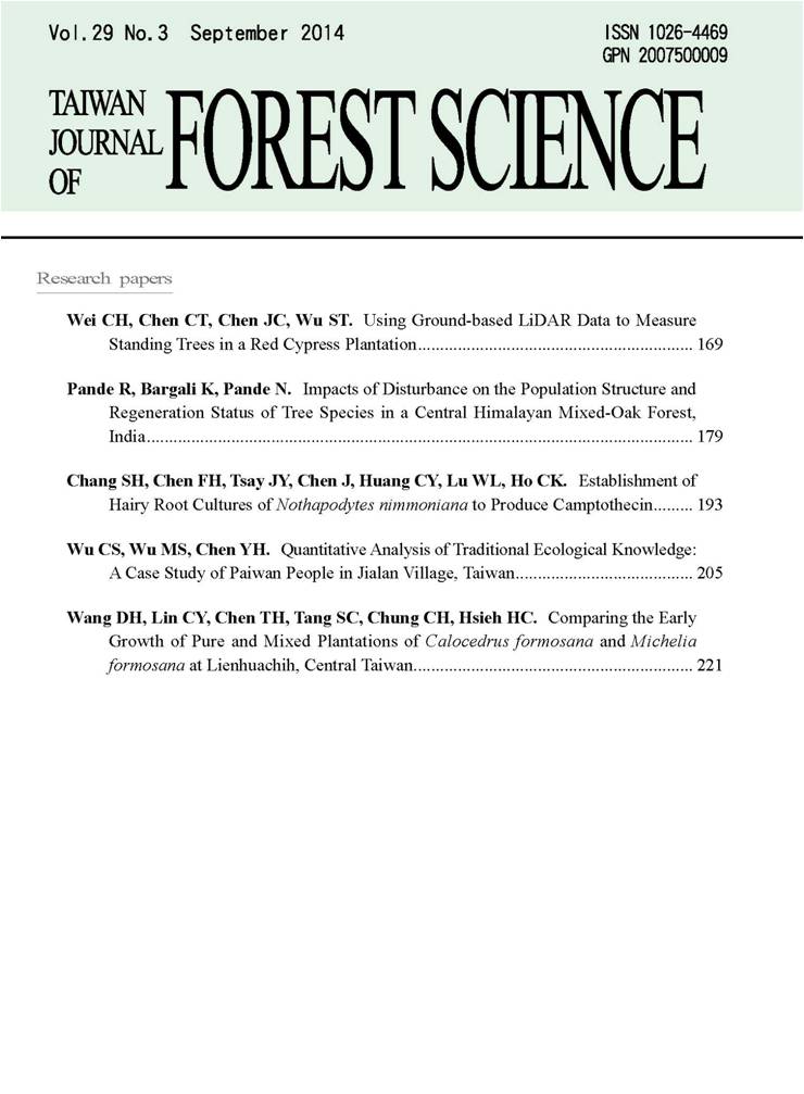 New publication：Taiwan Journal of Forest Science vol.29.No3(2014)