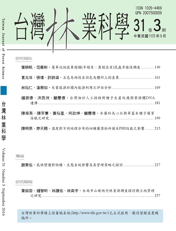 台灣林業科學第31卷第3期