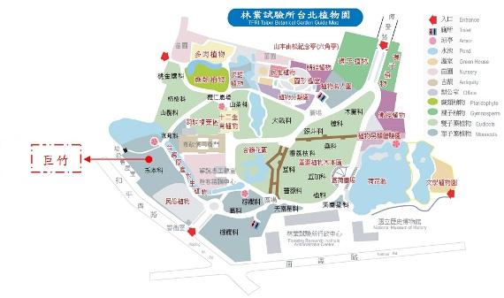 巨竹於台北植物園位置圖