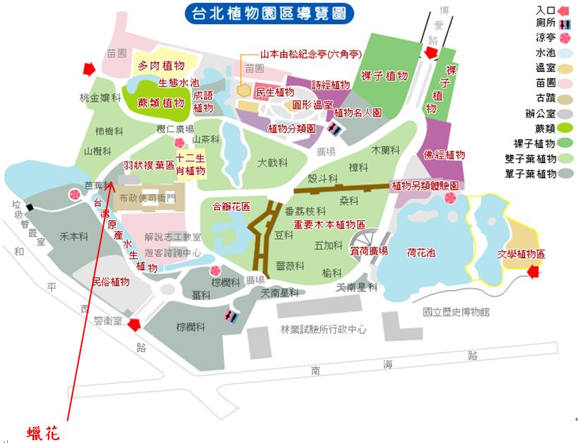 蠟花-台北植物園位置圖